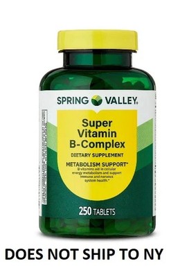 Spring Valley Super B-Complex 250 Tablets   Dietary Supplement, Free Shipping