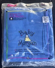 Vintage Baby Morgan Blue Crib Blanket 36x45 Boy Blue unopened NEW Cotton Waffle