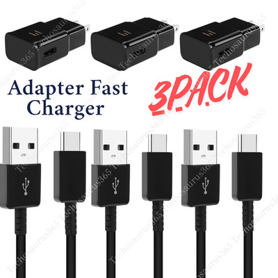 3 PACK Type USB-C Fast Wall Charger Adaptive For Samsung Galaxy S22 S21 S20 S10