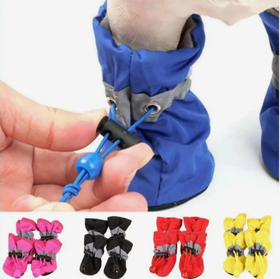 4PCS Waterproof Dog Shoes Anti-Slip Pet Rain Boots for Small Dogs Cats