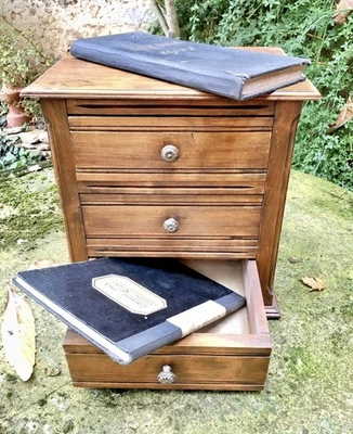 ANCIEN PETIT MEUBLE A TIROIRS LOUIS PHILIPPE MEUBLE DE METIER NOYER XIX LAYETTE - Photo 1/4