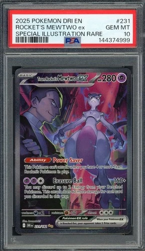 PSA 10 Team Rocket's Mewtwo ex (SIR) Destined Rivals 231/182 Pokemon Card B13