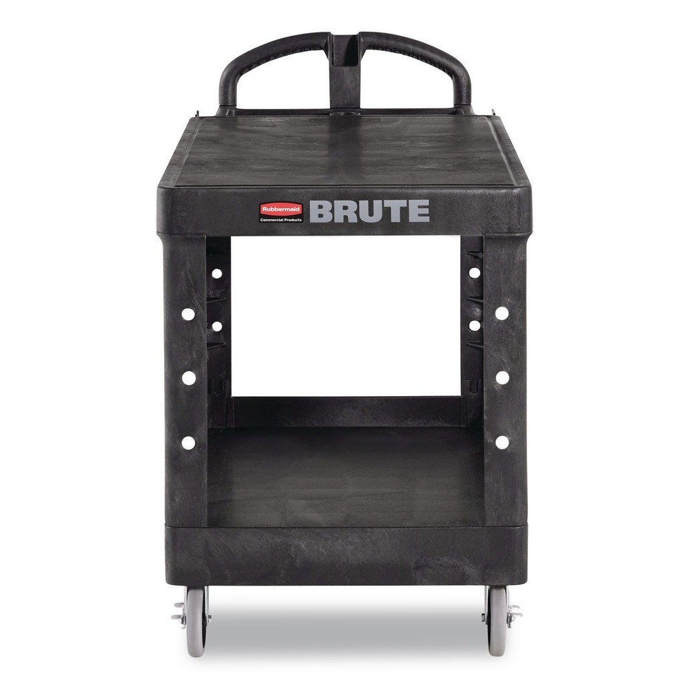 Rubbermaid Commercial 4545BLA 25.25" x 54" x 36" 2 Flat Shelf Utility Cart New