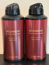2 X Bath Body Works Bourbon Men's Body Spray Bundle Regular Size 3.7 oz LOOK