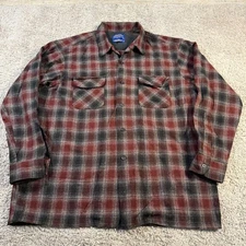 Pendleton Original Board Shirt Jac Wool Black Red Plaid Mens XL 