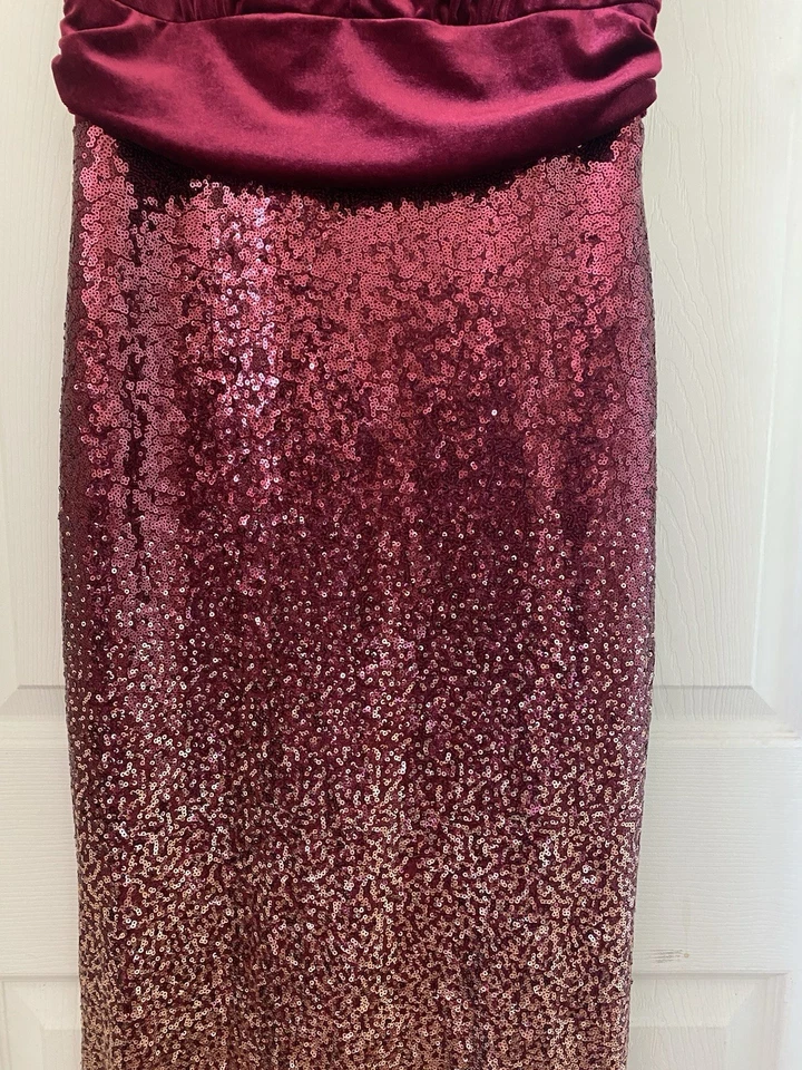 Ever-Pretty Borgoña Terciopelo Lentejuelas Vestido Reino Unido 10 - Maxi Vestido de Noche Formal Baile Foto 3 de 4