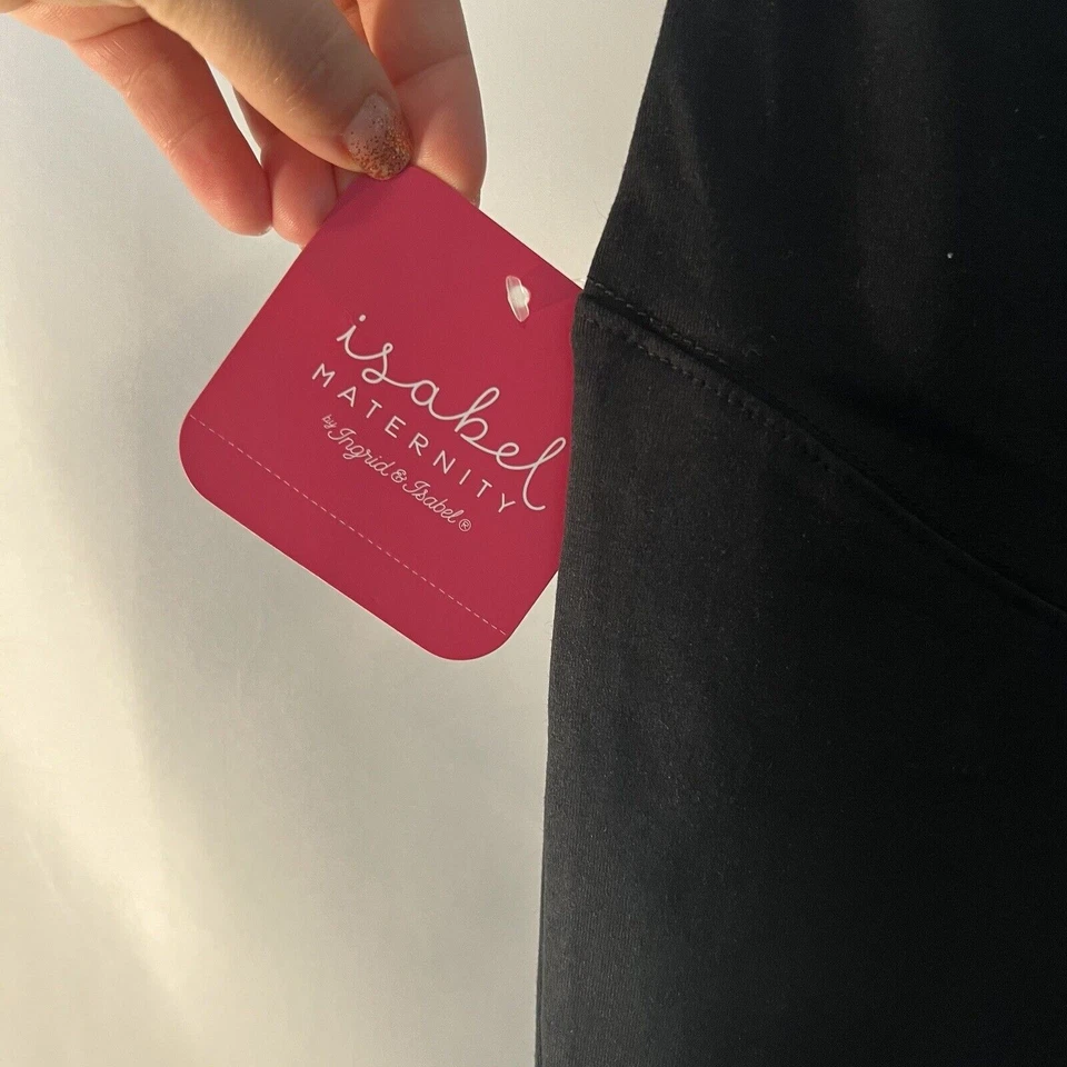 Isabel Maternity Leggings Set Of 2 NWT Women's Small Black Mesh High Rise Panel - Image 3 of 4