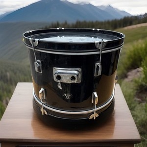 1980s Rogers 22” Bass Drum Black Silver Marching Rare