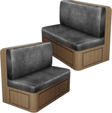 Leather Look RV Dinette Cushion Covers, Stretch Camper 2 Sets, Light Grey