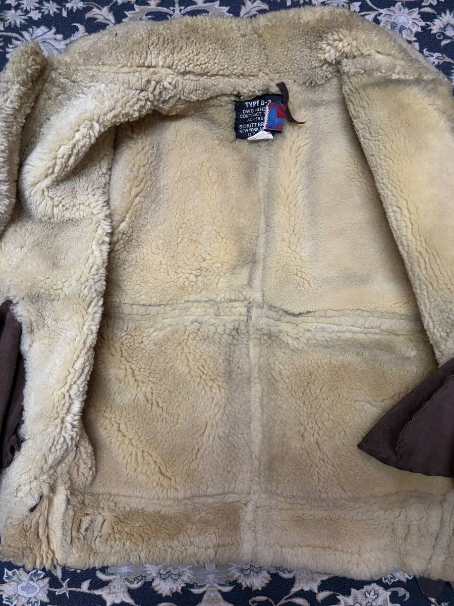 ふ*う様 vtg 80s schoot b-3 mouton flight ja Vintage Schott Type B-3 Leather Flight Mouton Jacket Black