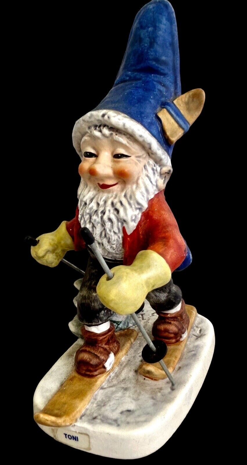 Goebel Gnome Figurine Hummel Co Boy Dwarf Germany 522 Toni Skier Figure W/poles