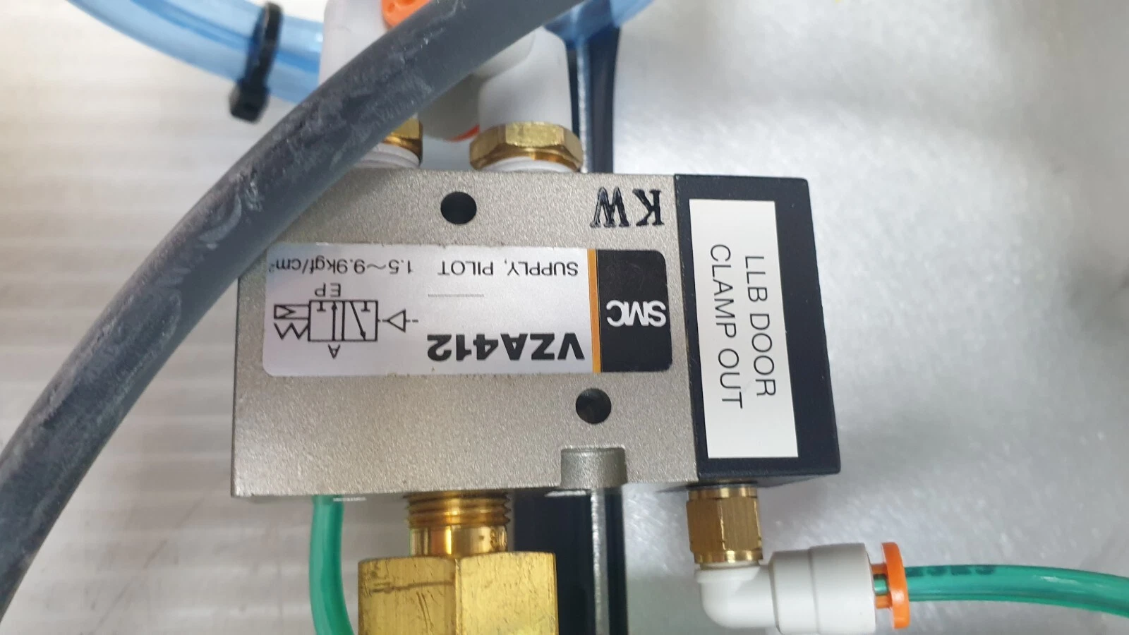 SMC VZA412 pilot valve tagged LLB DOOR CLAMP OUT