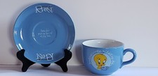 Warner Bros. Studio Store Tweety Sylvester Large Ceramic Cup Saucer 1997