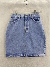 Vtg 1990s Lee Riders Skirt Womens 7 High Rise Mom Denim Blue 25 X 19