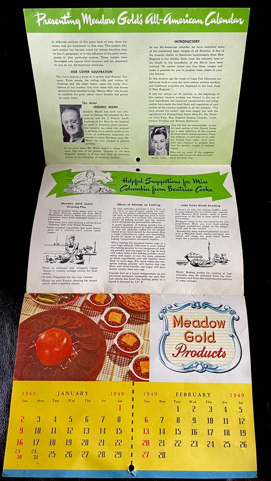 Calendario de saludos de la temporada 1949 de Meadow Gold Products Foto 3 de 4