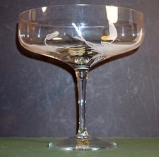 VASO ALZATA CALICE VINTAGE  IN VETRO EISCH- FOGLIE 19cm