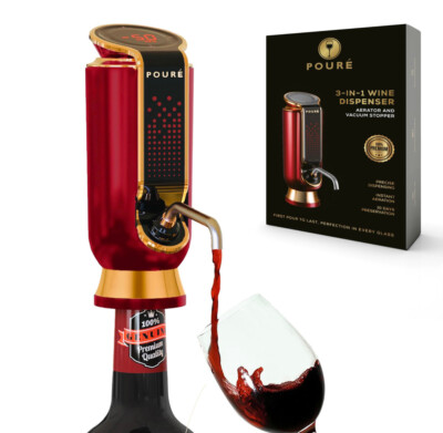 3-IN-1 Wine Dispenser Aerator and Vacuum Stopper - Electric Liquor Decanter Pour