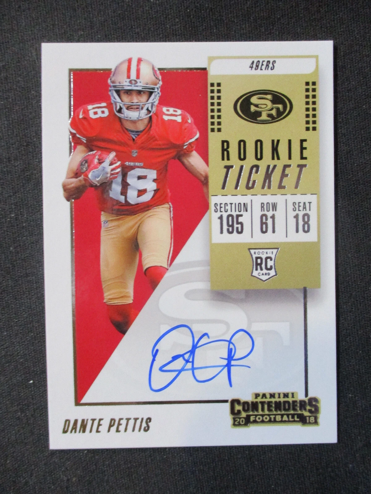 2018 Contenders Rookie Ticket Autograph #118 Dante Pettis San Francisco 49ers