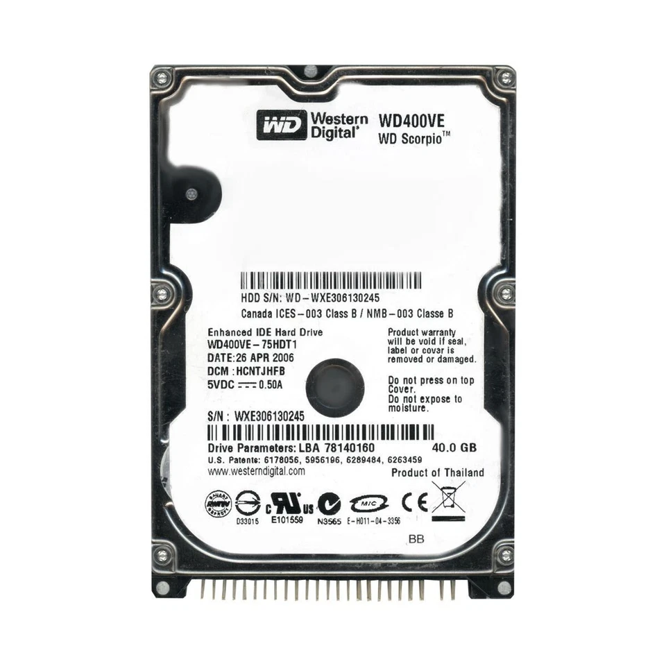 Disk Western Digital Scorpio WD400VE 40GB 5400U/Min 8MB Ata Ide 2.5 " Pollici - Immagine 3 di 3