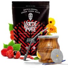 Mate Tee Set Verde Mate Guarana 500 g Mate Becher Stahl Braun 190 ml Bombilla