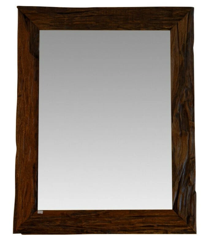 Teak Mirror Wall Mirror Reclaimed Wood Frame 100 x 75 cm Bathroom Teakwood - Image 3 of 4