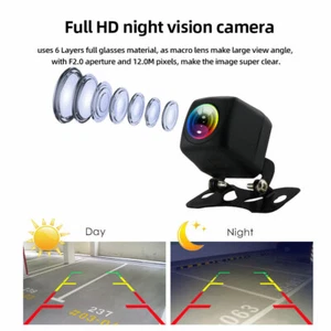 170°AHDCar Vue arrière Caméra de sauvegarde inversée Full HD Vision nocturne IP68 imperméable