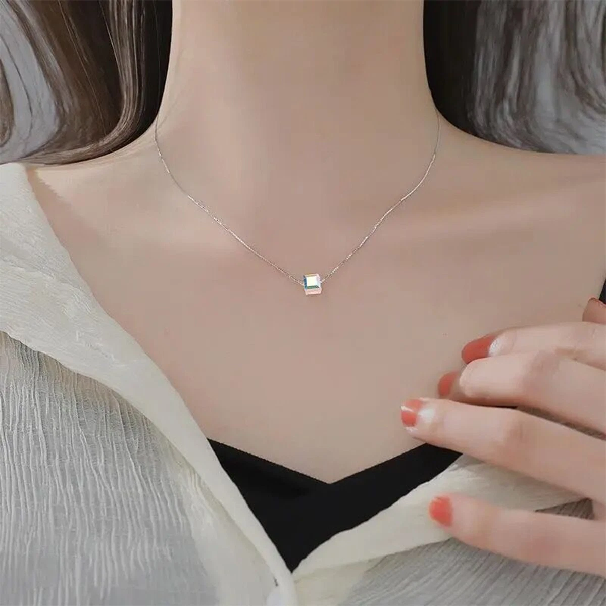 Titanium Steel Sugar Necklace Women s Zircon Fashion Temperament