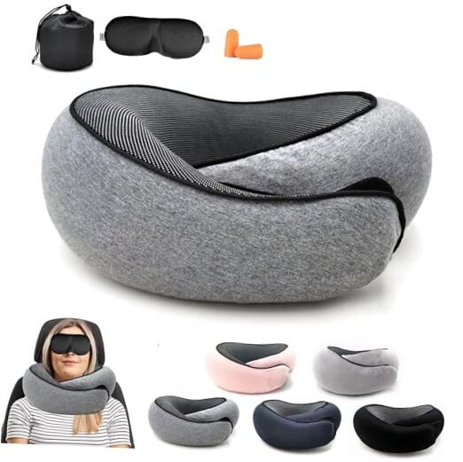 2024 Memory Foam Neck Pillow 360 Degree Neck Support Travel Pillows for