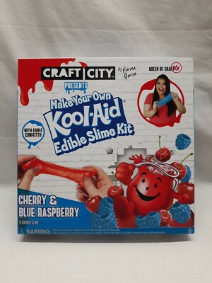 NEW - Make Your Own Kool-Aid Edible Slime Kit Cherry &amp; Blue Raspberry ...