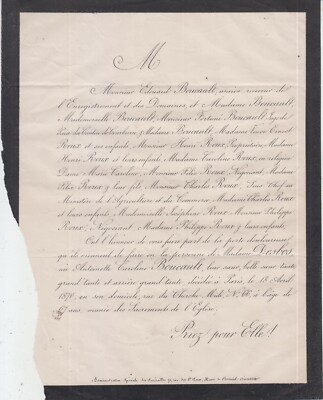 1870 Sterbeurkunde Frau DESBOS geboren Antoinette-Caroline BOUCAULT - Privas.