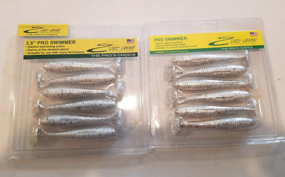 Lot Of 3 6 Pk Lost Creek Pro Swimmer 3.8''  White Silver Bk Swimbait Like Keitech