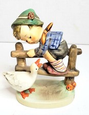 Vintage Goebel Hummel Barnyard Hero Boy on Fence w/ Goose #195 Figurine 1970s