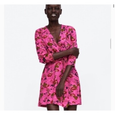 open lace back dress Pink Floral Ruffle 3/4 Slv Dress – Peacocks & Pearls Lexington main image 1