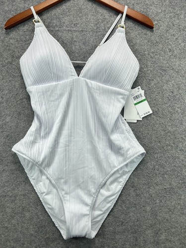 NWT BECCA by Rebecca Virtue Moon Ridge One Piece Swimsuit Womens Large White