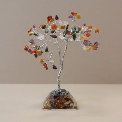 Deko 80 Steine Edelstein Baum Orgonit Sockel - Kristall Reiki Heilung 14 cm