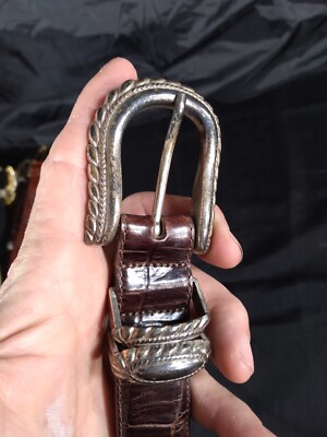 え。 Vintage Brighton Women's Brown Leather Silver Tone Buckle Belt