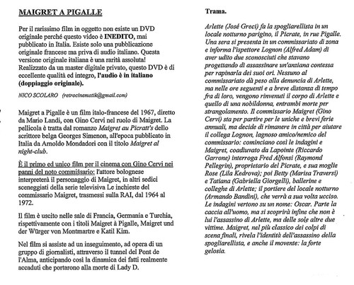 MAIGRET A PIGALLE, film con GINO CERVI in Italiano - DVD INTROVABILE - Foto 2 di 4