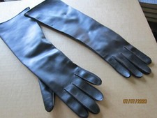 14" Long Black Vinyl Gloves JAPAN FOURCHETTE Vintage Antique S-M