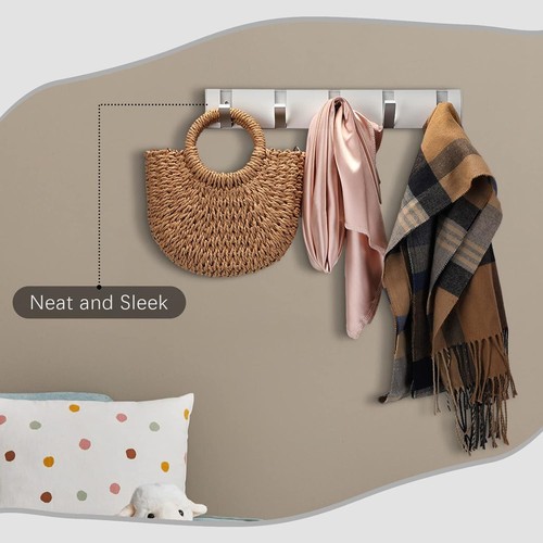 Coat Hooks Wall Mounted Rack Clothes Hanger Towel Rail Heavy Duty Foldable Hook - Picture 10 of 10
