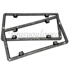 2 Clear 3 row Crystal Bling License Plate Frame made with swarovski elements
