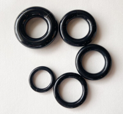 #ad PAIR Black Acrylic Segment Rings Captive Bead CBR#x27;s Lightweight Body Jewelry $11.95