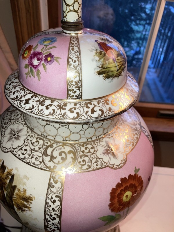 Vintage Ginger Jar Table Lamp English Scenes Vase Shaped