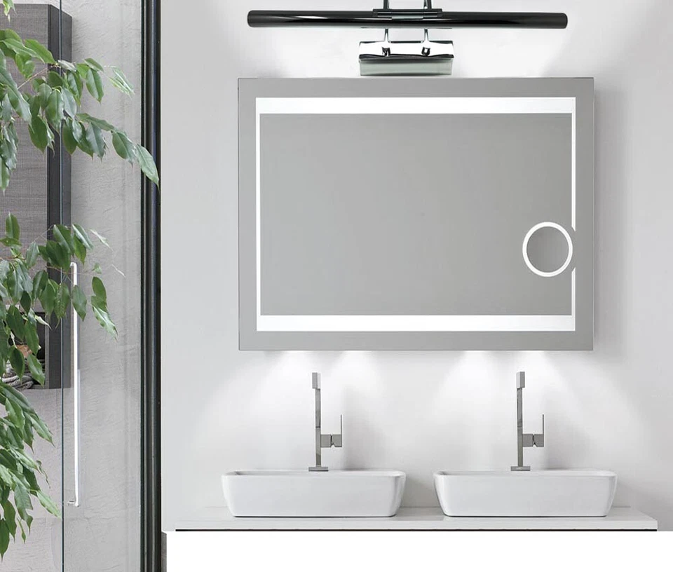 Lampada da specchio bagno 12 w led luce bianca calda naturale 3 cct argento f03 - Immagine 2 di 4