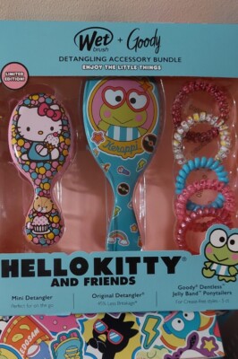 Hello Kitty Choco Cat Keroppi Wet Brush & Goody Hair Access. Detangling Set~NEW