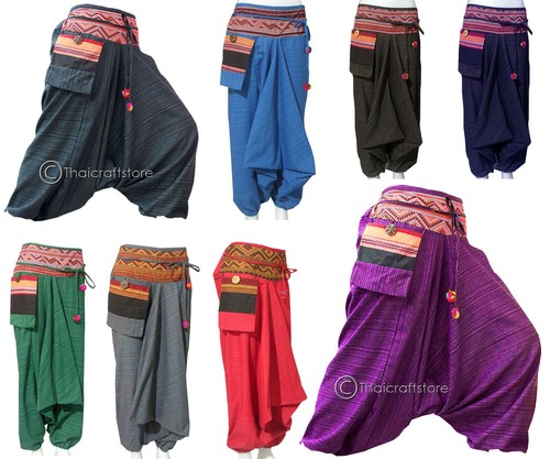 Da Uomo O Da Donna Harem Pants Gypsy Hippie Aladino Hmong Pantaloni Larghi  Martello Boho | eBay