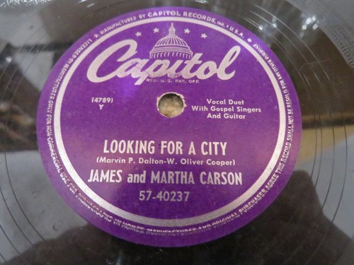 James & Martha Carson- Jesus Spoke To Me / Looking For A City 78 RPM Record - Picture 2 of 5