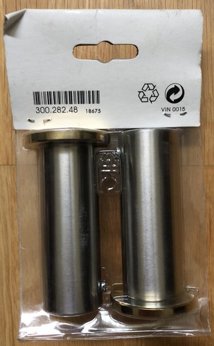 IKEA DECI STAT CURTAIN POLE END FINALS STAINLESS STEEL & GOLD ENDS FOR 28CM POLE - Picture 2 of 4