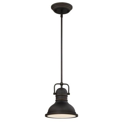 Westinghouse Boswell 1-Light LED Mini Pendant, Oil-Rubbed Bronze, Frosted Lens