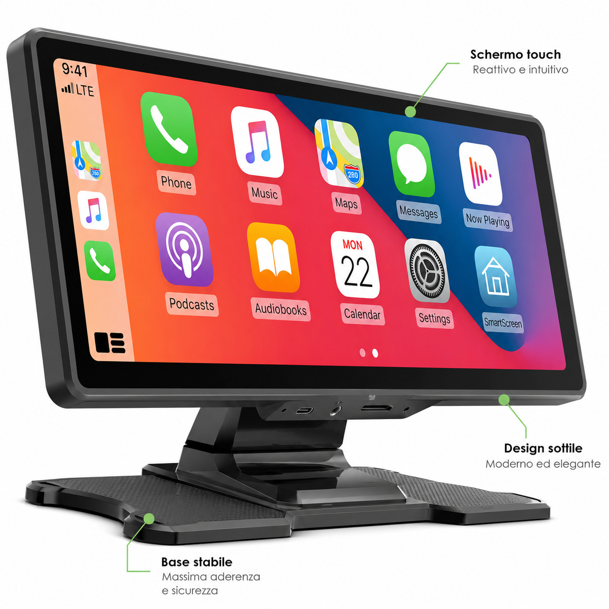 Display Touch da Appoggio Portatile 10,26" CarPlay Android Auto Wireless As08965 - Miniatura 4