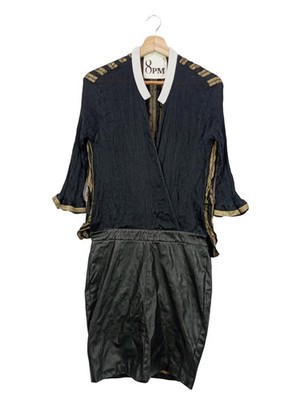 8PM Damen Wickelrock Gr. 38/M Schwarz Gestreift Elegant Vintage Maxirock